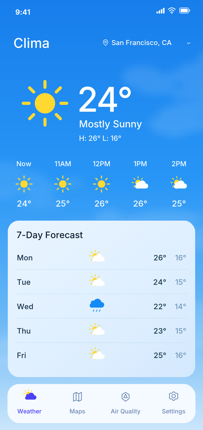 Clima weather forecast app concept